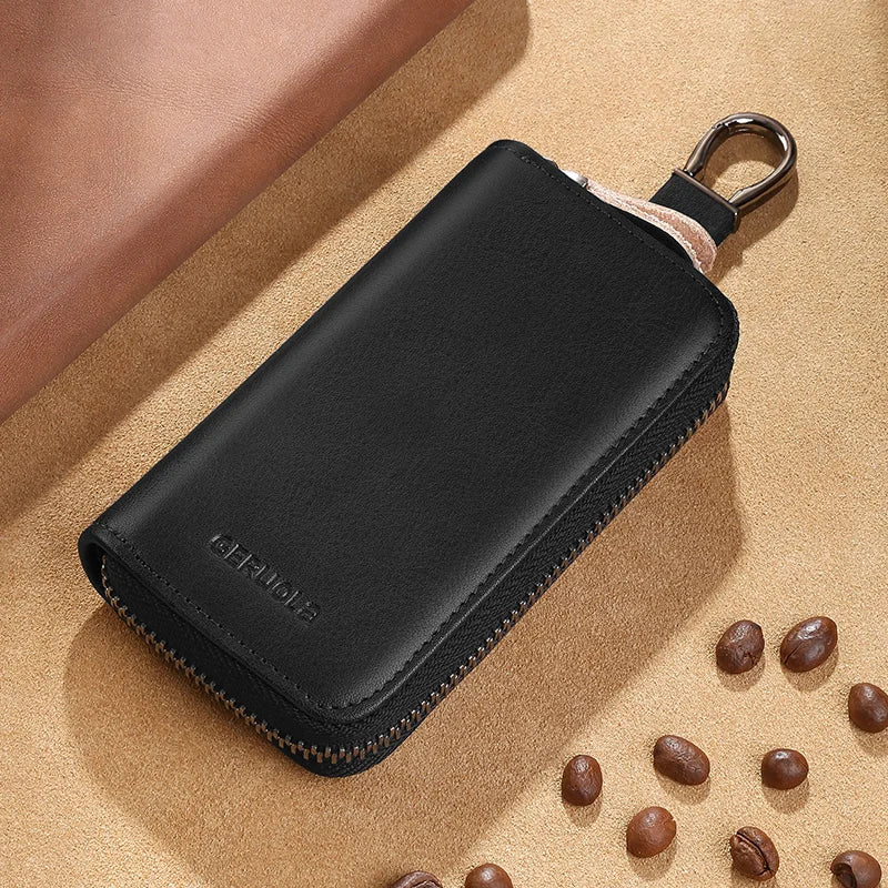 Key Wallet – 2 Card Slots and ID Clip – Genuine Leather | KIMLUD