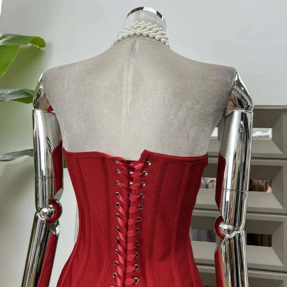 KIMLUD, Sexy Strapless Bodycon Dresses for Women 3D Floral Fashion Party Evening Club Bandage Dress Formal Elegant Slim Birthday Gowns, KIMLUD Womens Clothes