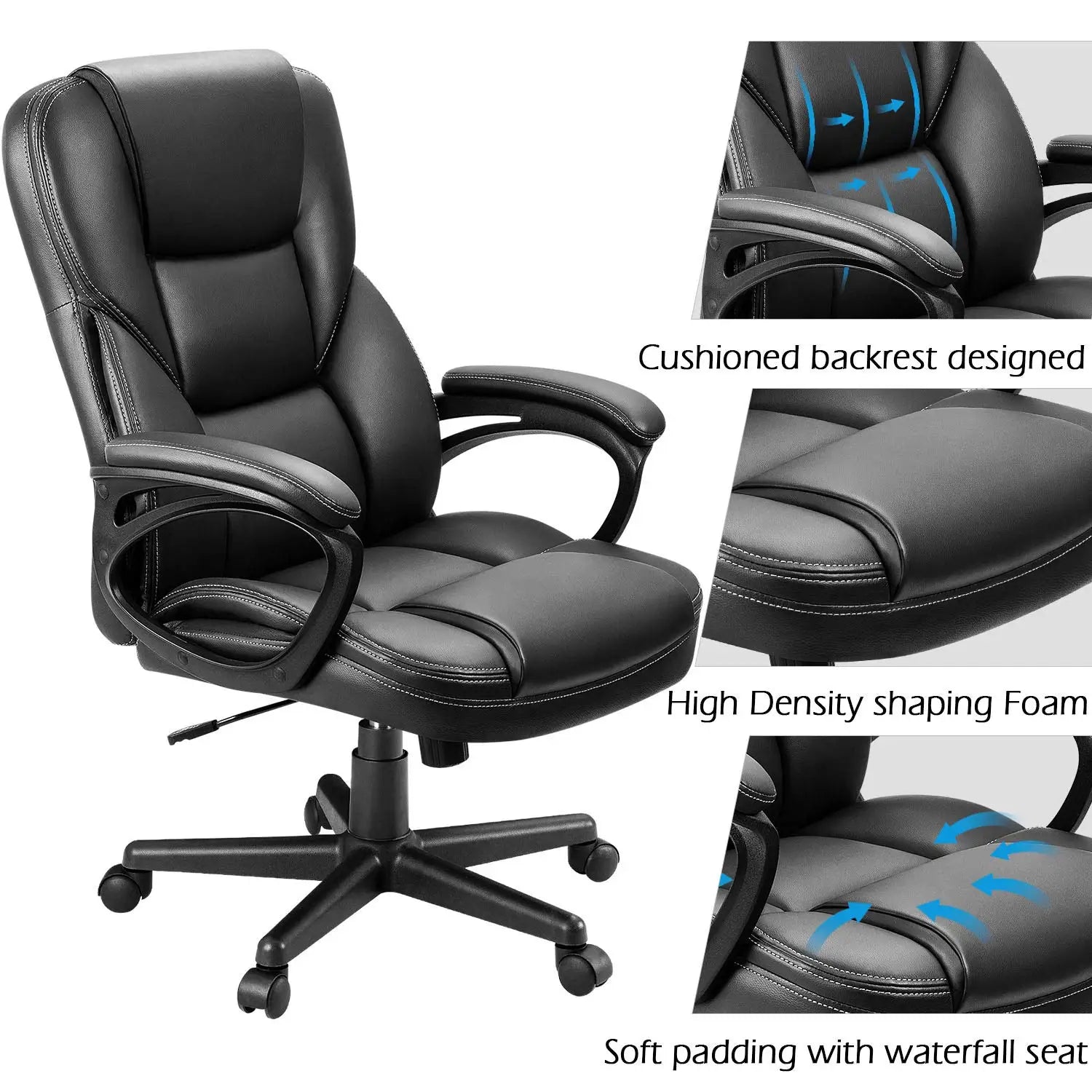 Office Executive Chair High Back Adjustable Managerial Home Desk Chair, Swivel Computer PU Leather Chair with, Customized