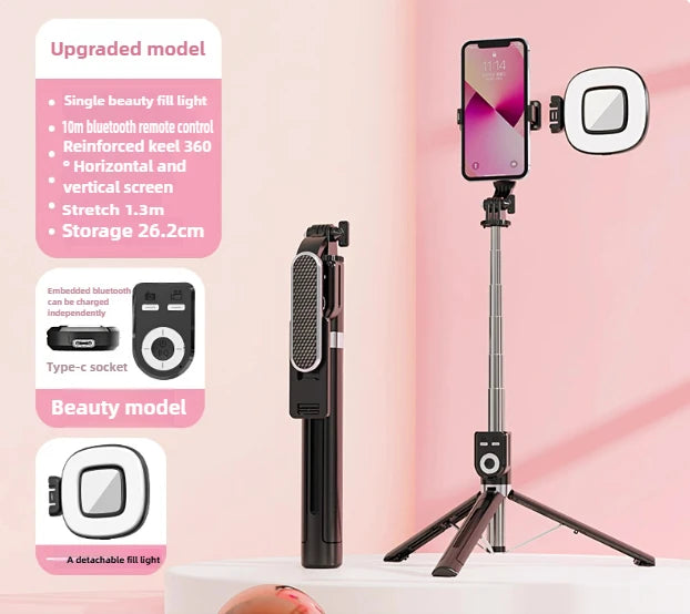 P87-TC selfie stick tripod 360 °/180 ° rotating selfie stick phone holder, with wireless Bluetooth remote control expandable