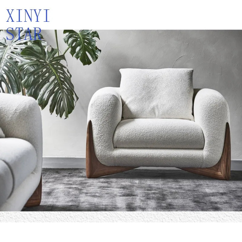 Nordic small apartment fabric log sofa Japanese sofa combination designer furniture living room wabi sabi wind double seat
