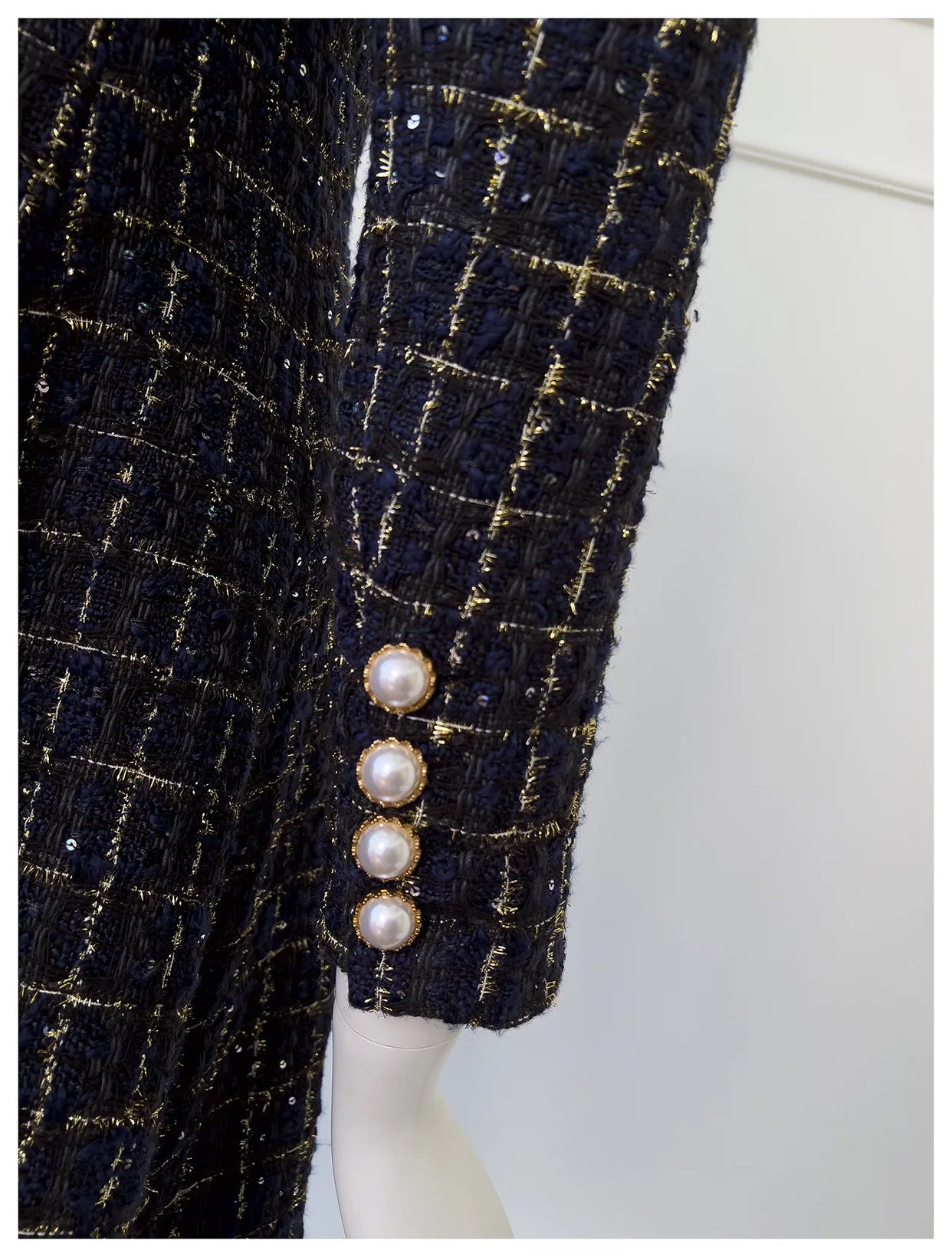 IEQJ Fashion Autumn Winter Evening Dress Women O-Neck Long Sleeves Single-breasted Zipper Cotton Tweed Umbrella Dresses New