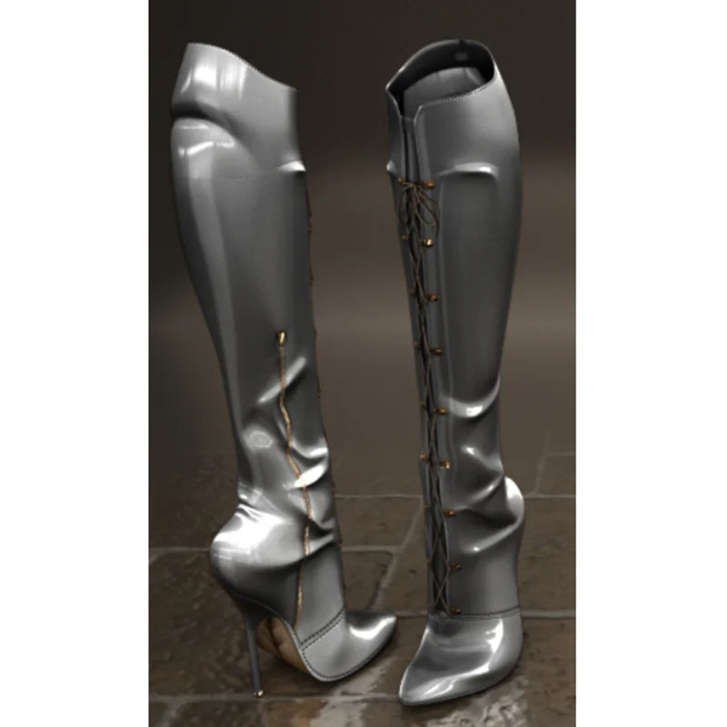 Blue Zipper Knee High Boots Thin High Heel Peep Toe Fashionable Sexy Cool 2025 Summer Big Size Woman Shoes Zapatillas Mujer
