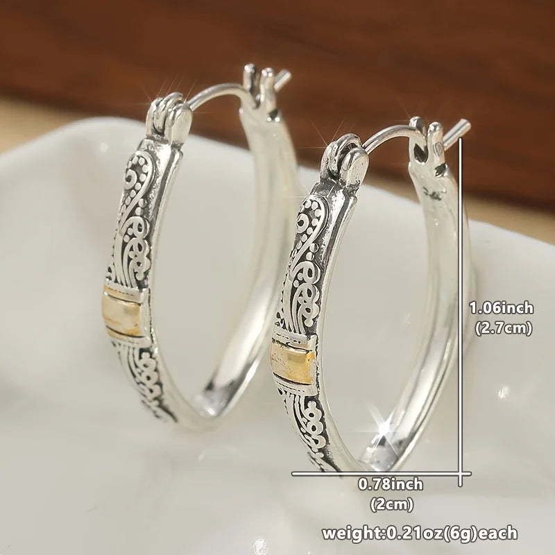 Drop Earrings – Carved Geometric Pendant – Zinc Alloy | KIMLUD