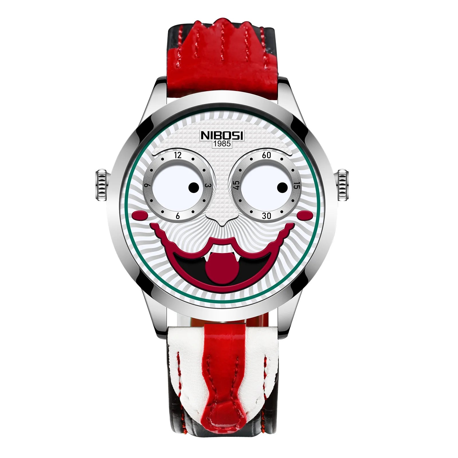 Quartz Watches For Men Clown Dial Fashion Creative Design Waterproof Clock Leather Strap Men Watch Часы Мужские Наручные Reloj