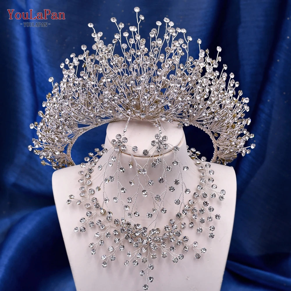 YouLaPan HP193P Wedding Headwear Necklace Earrings Jewelry Set Bride Headbands Rhinestone Headpiece Bridal Tiaras and Crowns