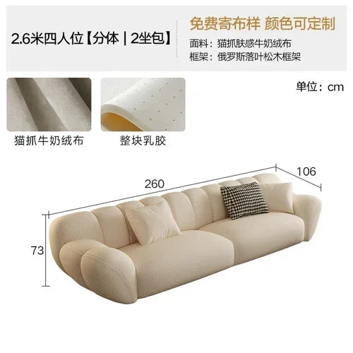 Velvet Sofa Set Nordic Minimal Relaxed — Creamy White | KIMLUD