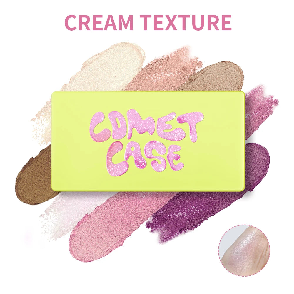 High Gloss Cement Case Cream Palette Set Makeup Matte & Shimmer Finishes with Pink Brown Nude Tones Long-Lasting Curve Case