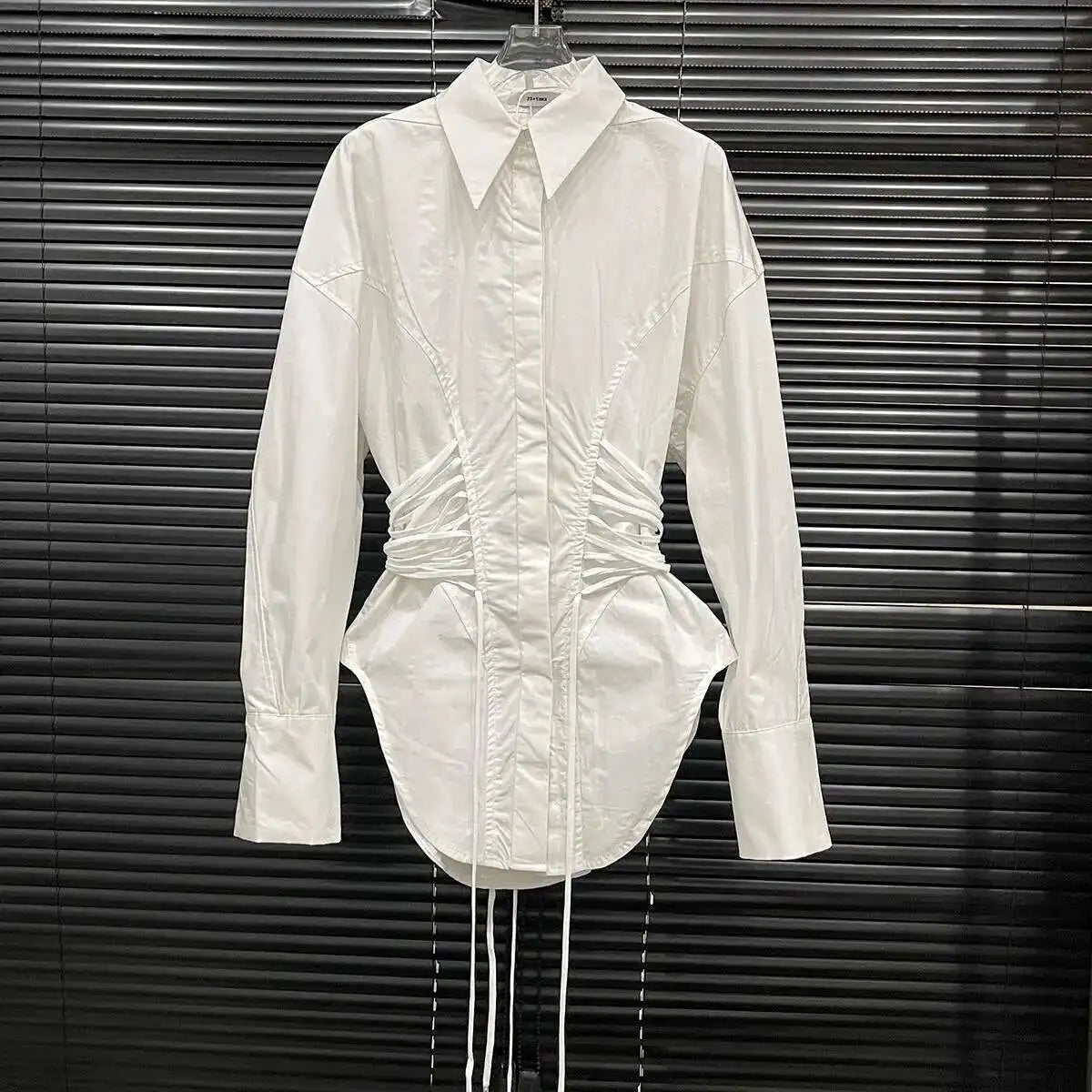 Long Sleeve Shirt – Waist Strap – Loose Silhouette | KIMLUD