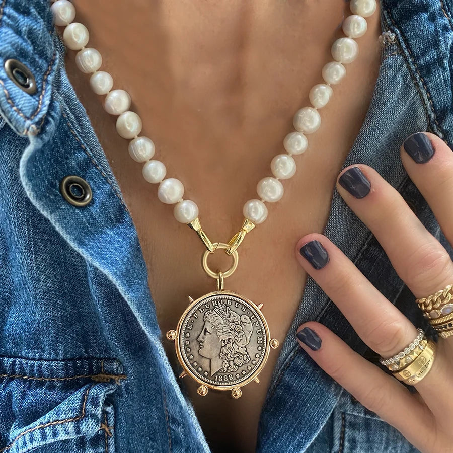 Copper Orla Coin Pendant Necklace — Copper | KIMLUD