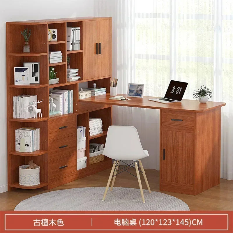 Computer Desk Bookshelf Integrated Shelves Drawers Large Laptop Home Bedroom Student Study Writing Desk Simple Office Table