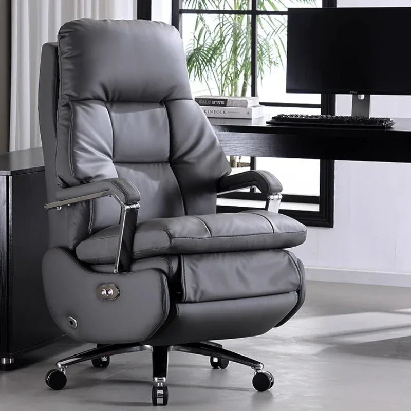 Nordic Leather Boss Chair Electric Business Office Ventilated Massage Chair Sedentary Computer Sillas De Oficina OfficeFurniture