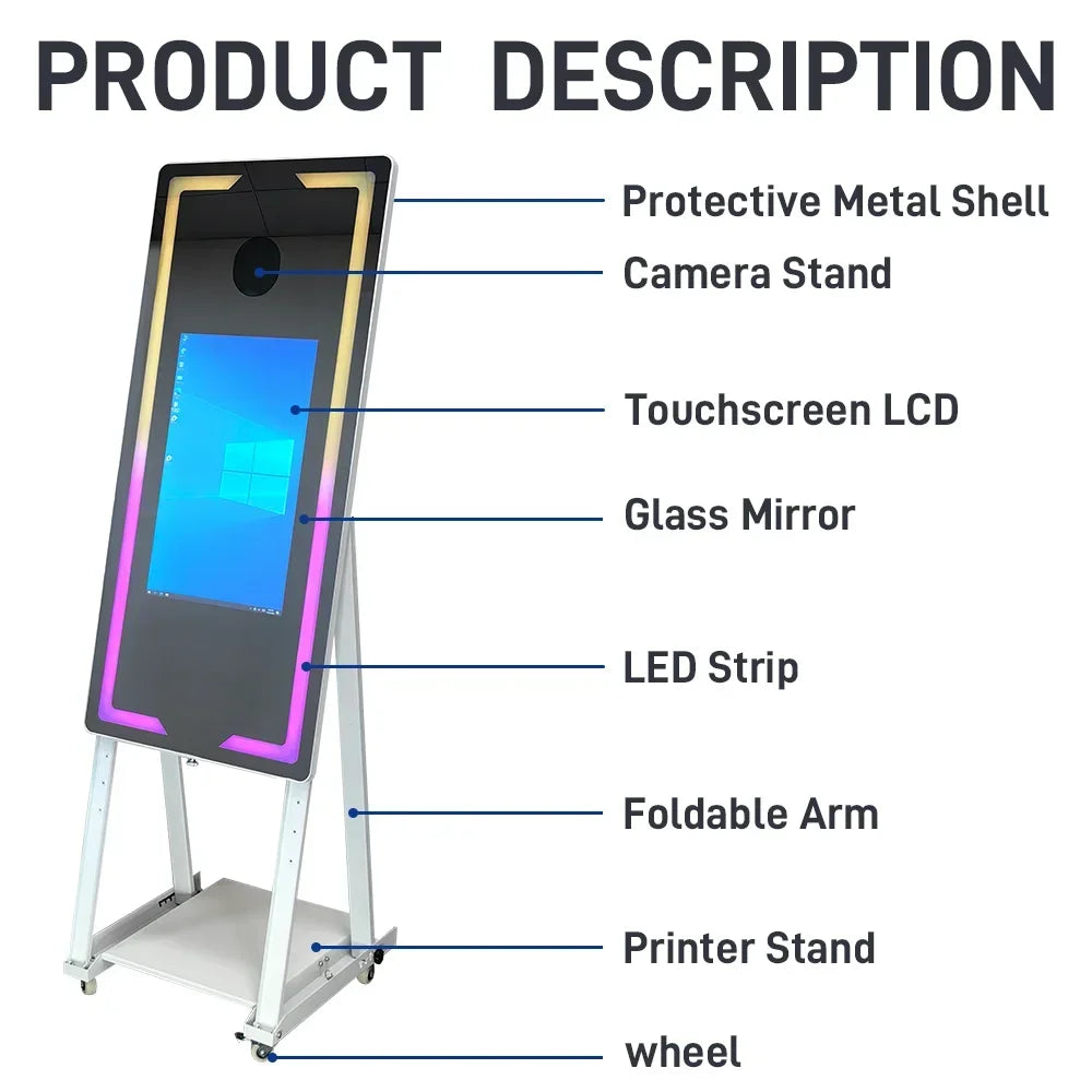 A Camcorder with Touch Screen, Camera Machine for Wedding Reservations, Party Events, Mirror, 40", 65", 2025Magic Mirror
