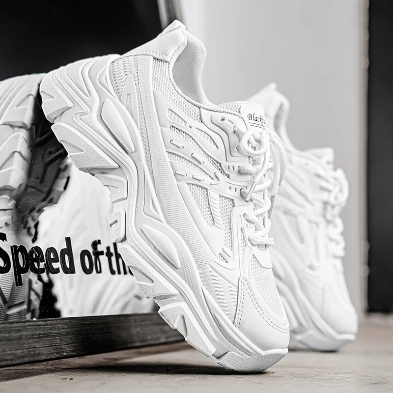 Summer New Men's Platform Sneakers Fashion Classic White Heightened Casual Dad Shoes for Teenagers Mens Breathable Walking Shoes