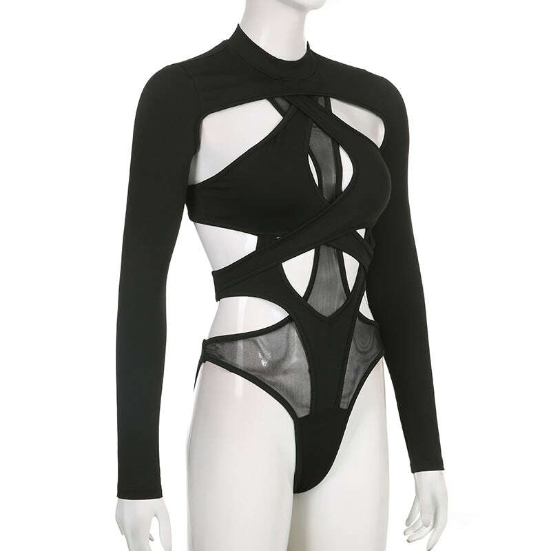 combhasaki-womens-y2k-goth-backless-hollowed-jumpsuit-slim-long-sleeve-high-neck-sheer-mesh-irregular-cutout-bodysuit-partywearkimludkimlud-35578202