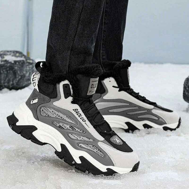 KIMLUD, Men's Thermal Waterproof Winter Boots - Non-Slip Plush Lined Snow Sneakers for Cold Weather, KIMLUD Womens Clothes