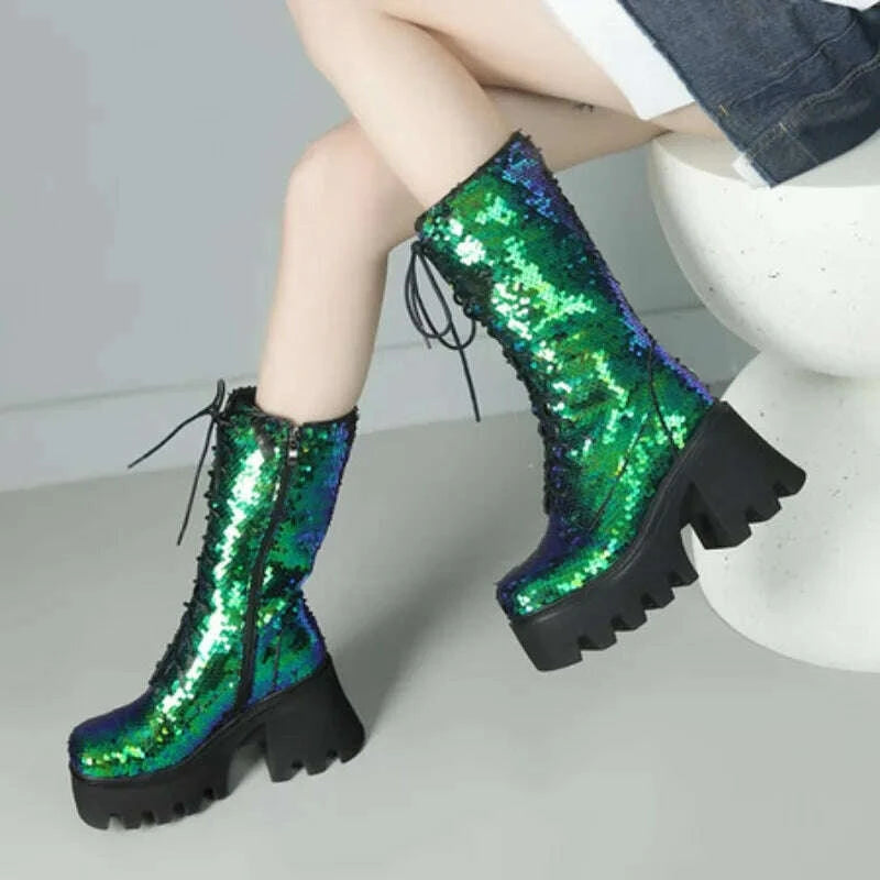 nasbavi-sequins-cloth-bling-shiny-green-fish-scale-pattern-lace-up-punk-goth-women-winter-shoes-chunky-heels-mid-calf-boots-43kimlud-womens-clothes-35077694