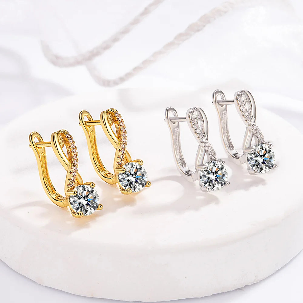 Moissanite Drop Earrings Timeless Shine — Silver | KIMLUD