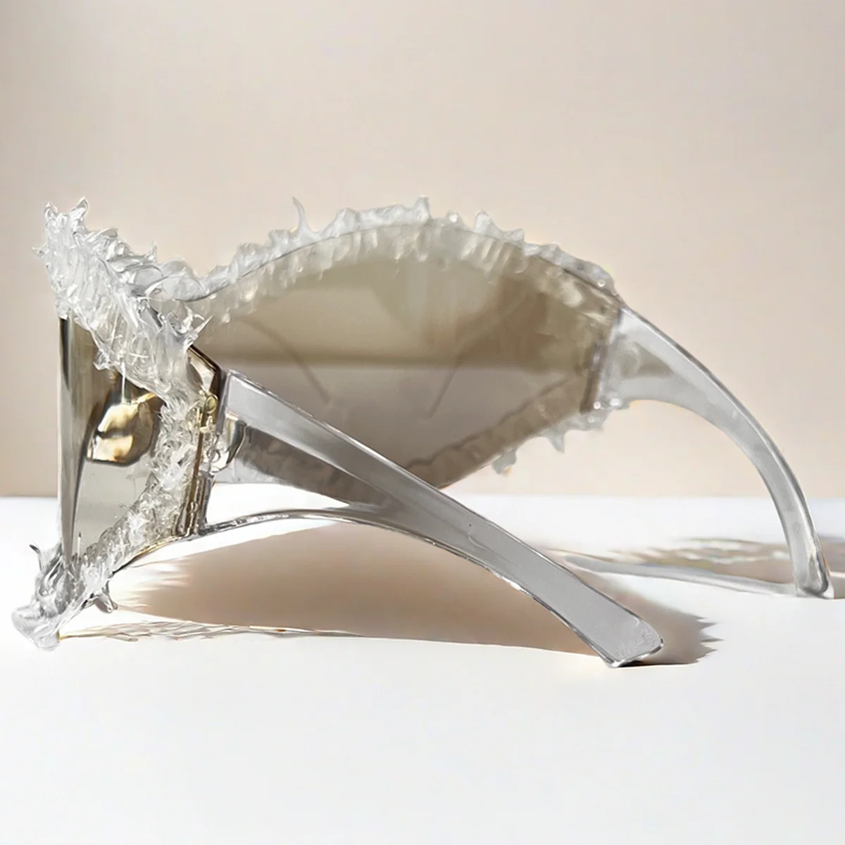 Plastic Rimless Shield Sunglasses — Silver | KIMLUD