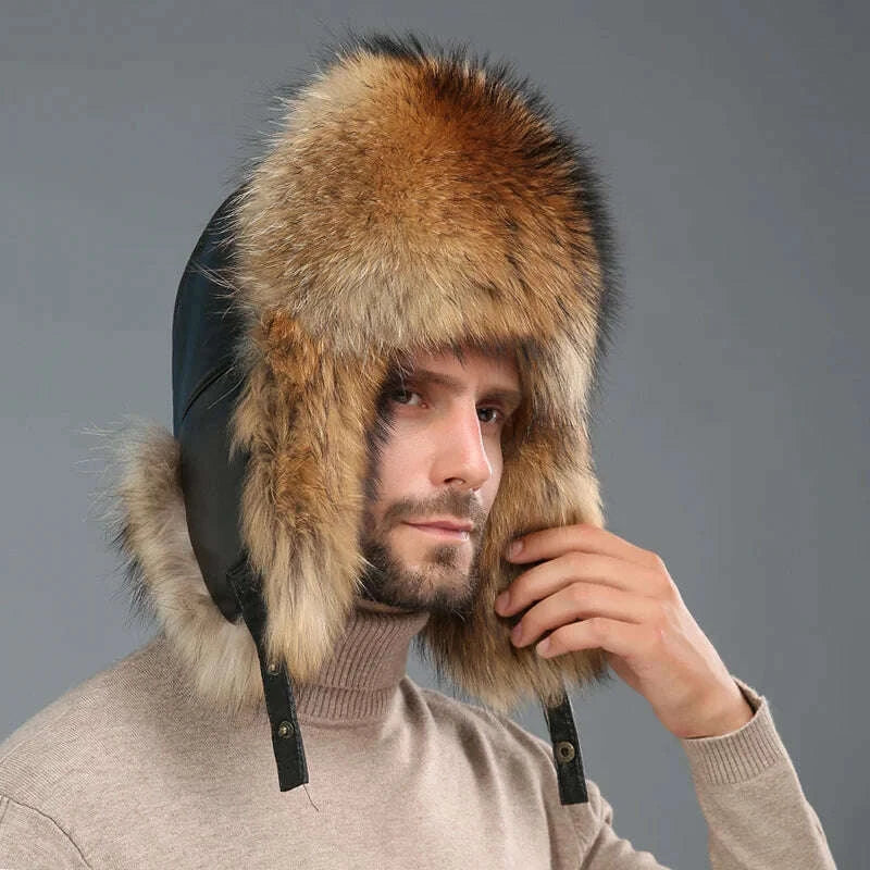 new-winter-mens-100-real-silver-fox-fur-bomber-hat-raccoon-fur-ushanka-cap-trapper-russian-man-ski-hats-caps-real-leather-hatkimlud-womens-fashion-34622503