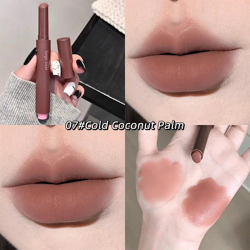 Gege Bear Pink Matte Lipstick Pen Matte Matte Long-lasting Whitening Lip Gloss