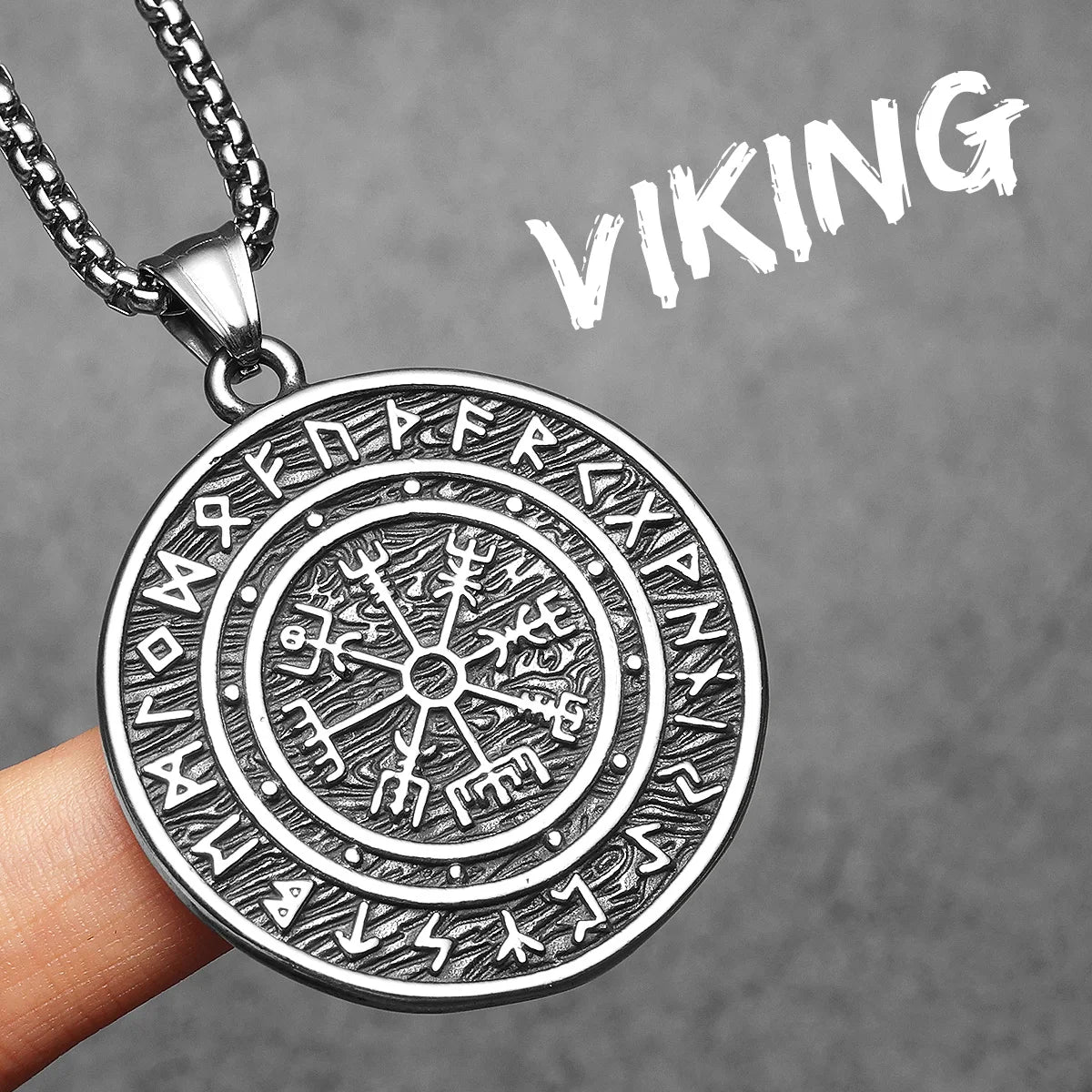 Viking Compass Rune Men Necklaces With Pendant Stainless Steel Jewelry For Male Women Punk Hip Hop Accessories Gifts Wholesale