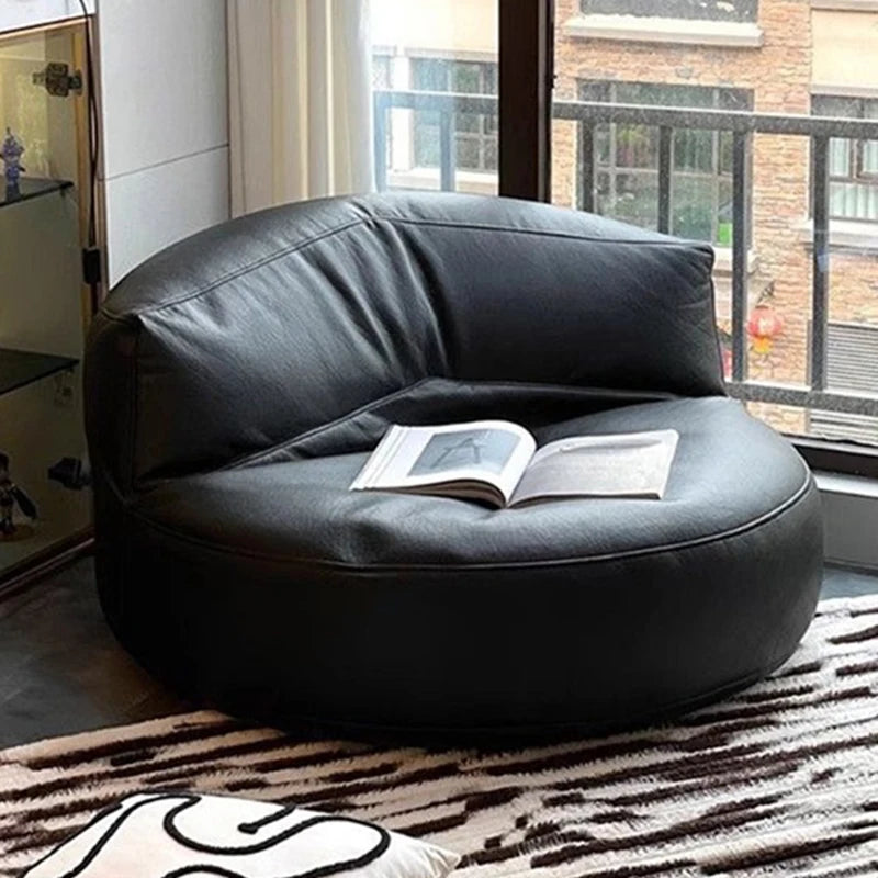 Lazy Sofas Living Room Single Sofa Modern Design Sofa for 1 Person Can Lie Down Beanbag Tatami Thickened Leather Home Furniture