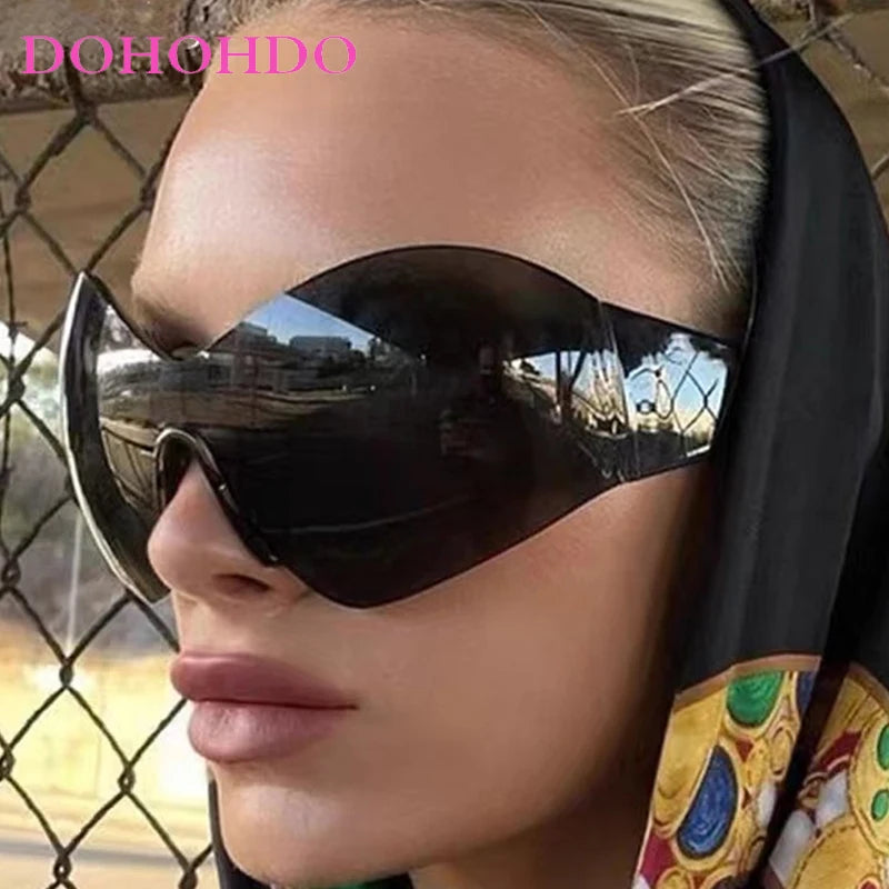 Sunglasses Oversized Punk Plastic Frame — Black | KIMLUD