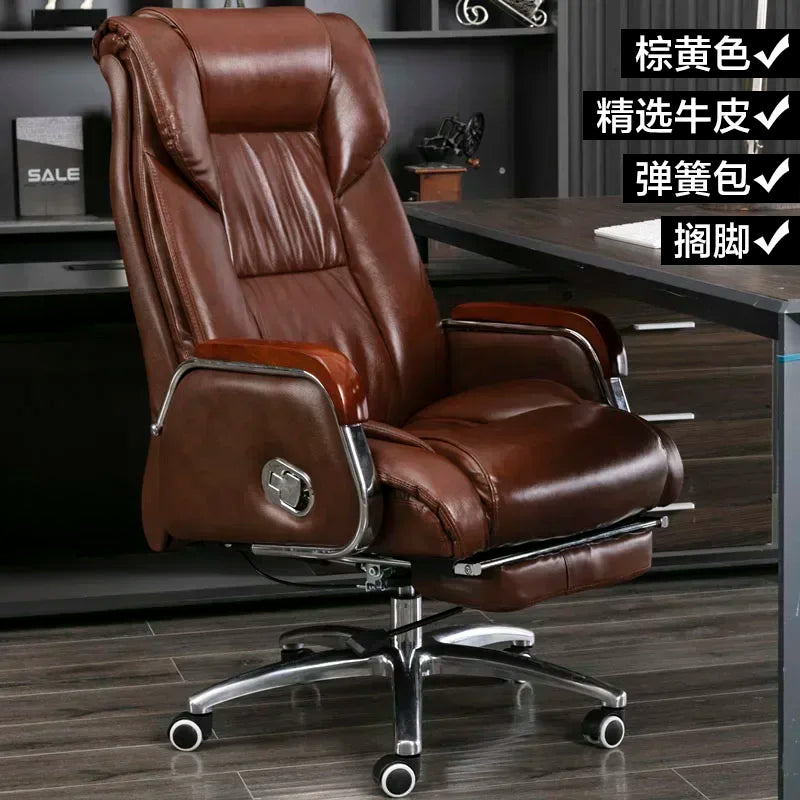 Retro Executive Leather Chair Armchairs Editor Choises Fashion Aluminium Office Chair Working Relax Silla Escritorio