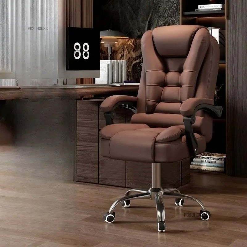 Office Chair – Ergonomic Reclining Backrest – Synthetic Leather | KIMLUD