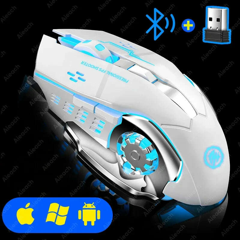 KIMLUD, Rechargeable Wireless Mouse Gaming Computer Silent Bluetooth Mouse USB Mechanical E-Sports Backlight PC Gamer Mouse For Computer, KIMLUD Womens Clothes