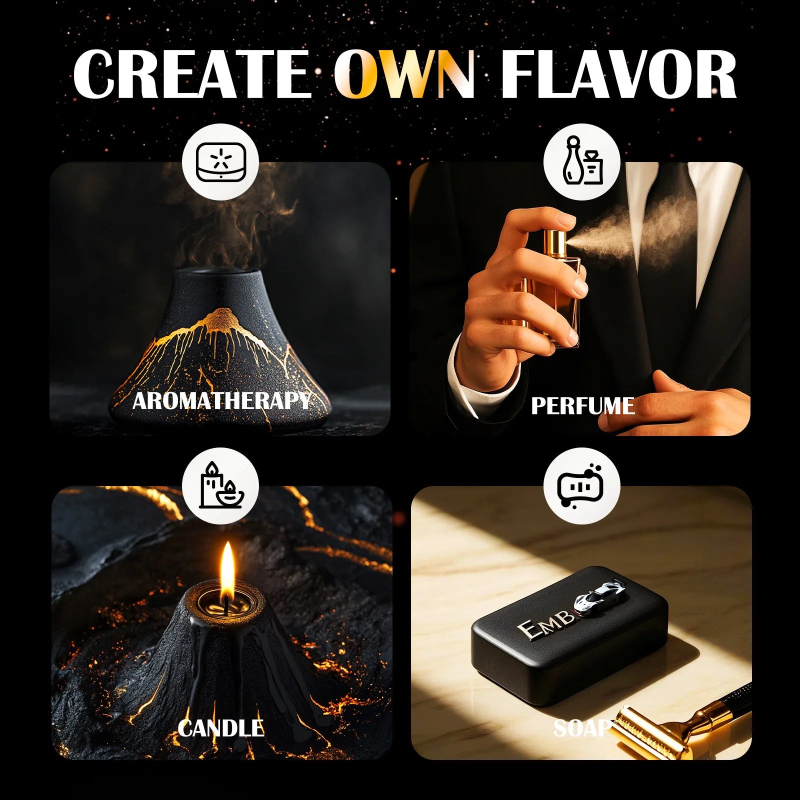Amber Glass Massage Oil Six-Piece Set — Amber | KIMLUD