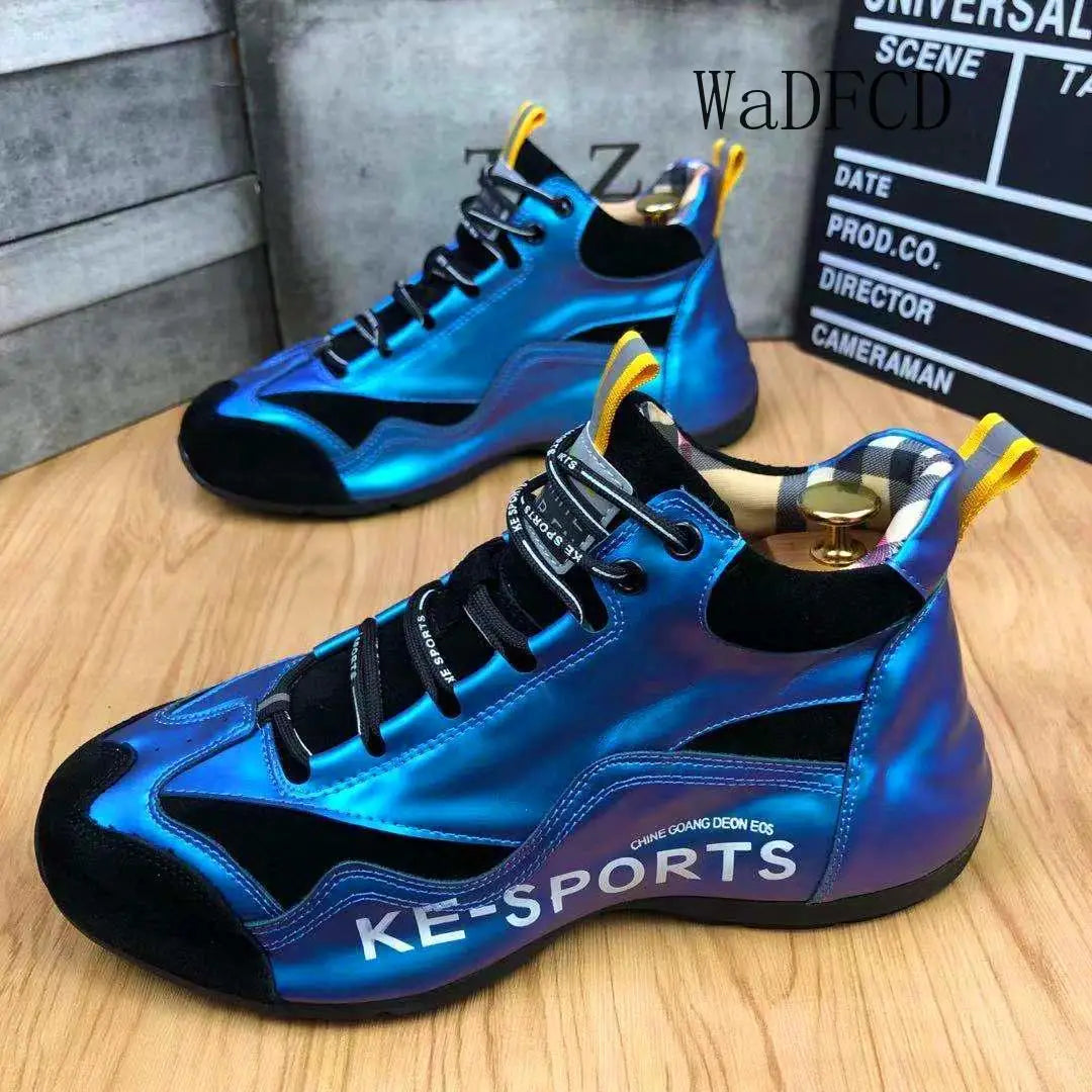 Men High Top Chunky Sneakers Fashion Casual Microfiber Leather Mesh Breathable Increased Internal Cover Bottom Platform Shoes
