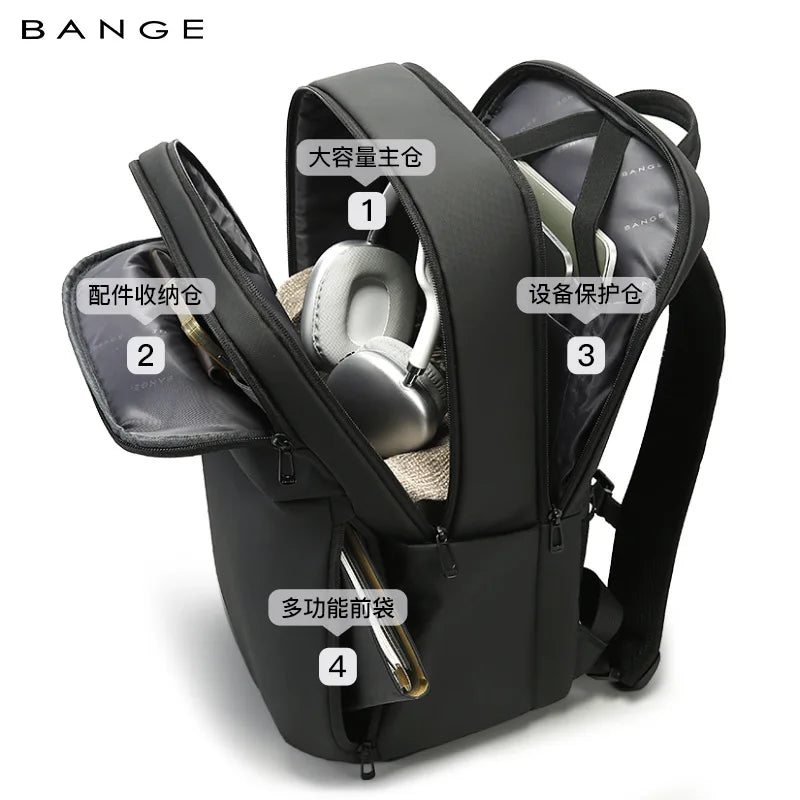 BANGE Smart Waterproof Travel Backpack Business Flight Approved Carry on Backpack Large Capacity 16 inch Laptop Backpack for Men