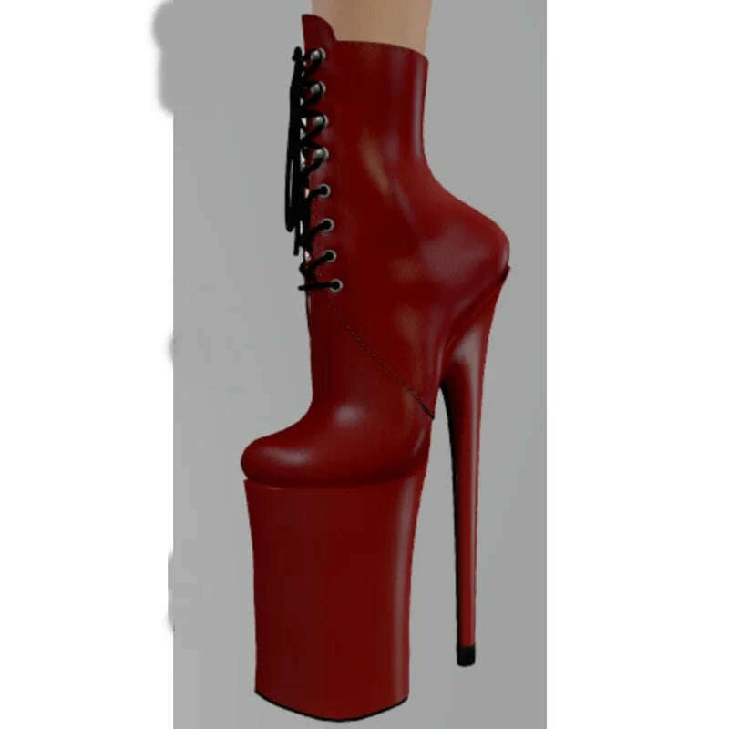 KIMLUD, Solid DiaBlack Mid Calf Lace Up Boots Thin High Heel Pointed Toe Fashion Sexy 2025 Winter Big Size Woman Shoes Zapatillas Mujer, KIMLUD Womens Clothes