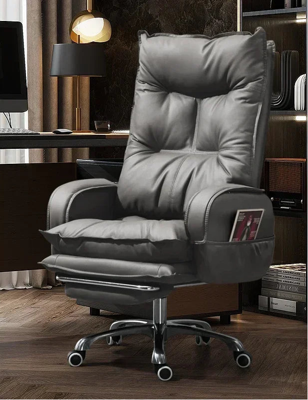 Cortex Leather-Blend Office Chair Executive Desk Chair With Ergonomic High Back — Cognac Brown | KIMLUD