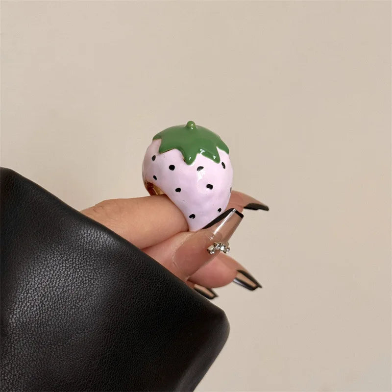 Colorful Enamel Oil Drip Doll Cute Russian Nesting Doll Green Frog Sweet Cool Stacking Ring for Women Girl Creative Jewelry