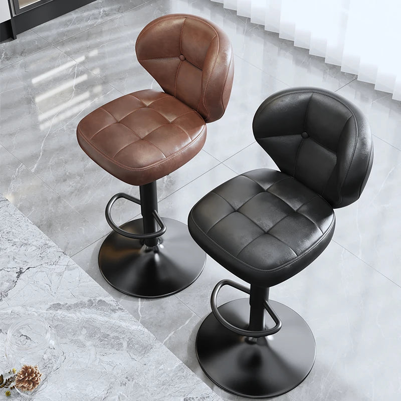 Leather Luxury Designer Bar Stools Minimalist Nordic Counter Gaming Bar Chairs With Back Comfortable Cadeira Trendy Furniture