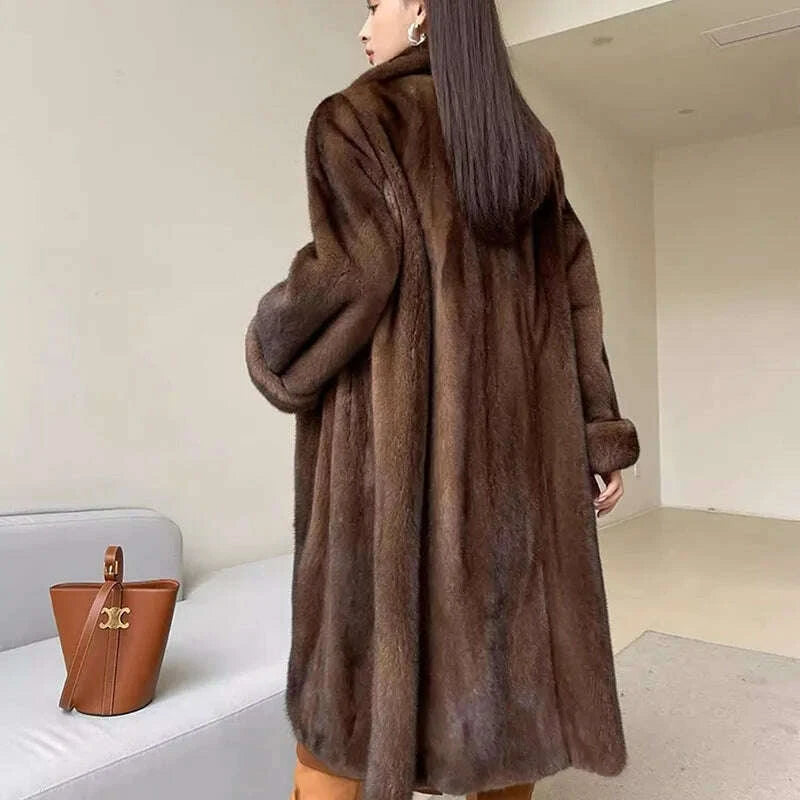 KIMLUD, High Quality Fur Coat Imitating Fox Fur Women's Fur Coat 2025 New Winter Thick Temperament Mink Fur Leisure Women's Fur Coat 624, KIMLUD Womens Clothes