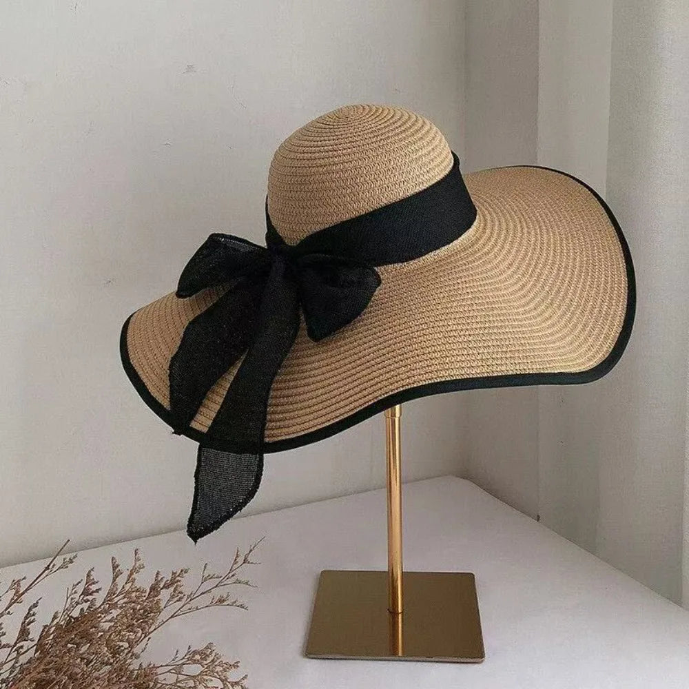 Polyester Wide Brim Foldable Hat — Natural | KIMLUD