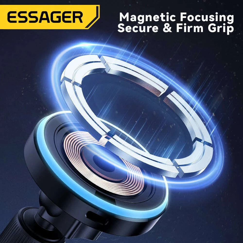 KIMLUD, Essager Magnetic Wireless Charger Car Phone Holder 15W RGB Seven Color Light Fast Charging Mount Stand For IPhone15 14 13Android, KIMLUD Womens Clothes