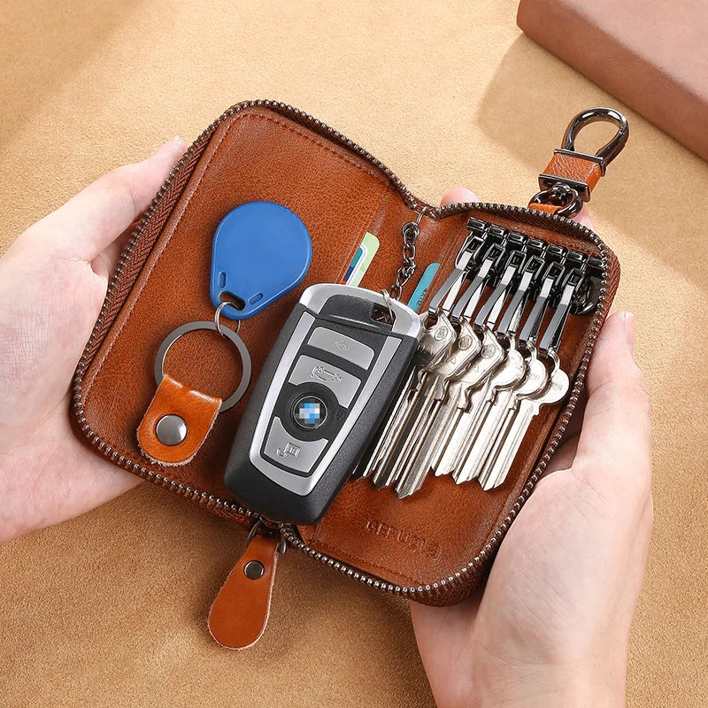 Key Wallet – 2 Card Slots and ID Clip – Genuine Leather | KIMLUD