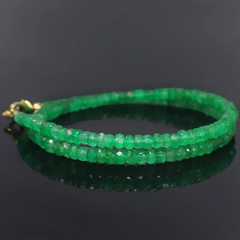 Beaded Necklace – 2-4mm Round Faceted – Beryl Beads – Emerald | KIMLUD
