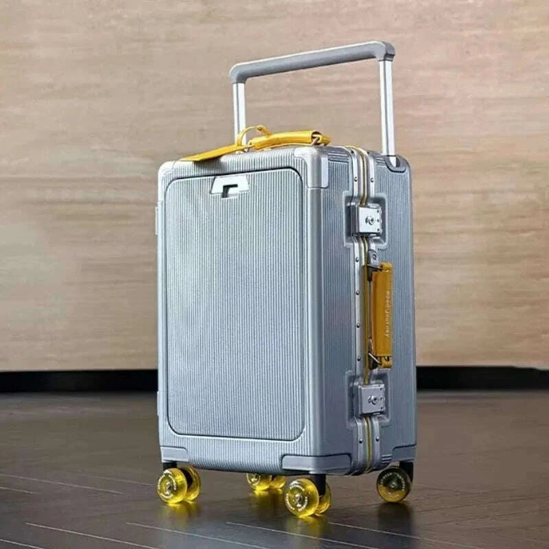 front-opening-pocket-rolling-luggage-aluminum-frame-wide-handle-trolley-suitcase-with-colorful-silent-wheels-usb-charging-plugkimlud-womens-fashion-34614831