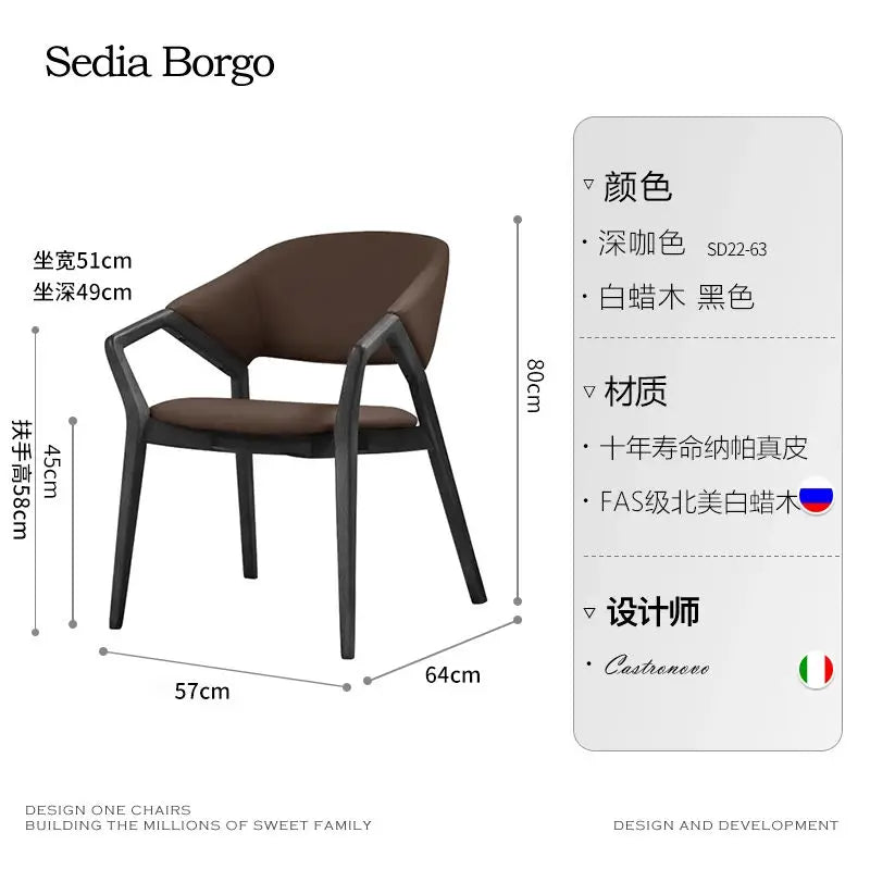 Nordic Chair Ivory Leather On Walnut Wood — Ivory | KIMLUD