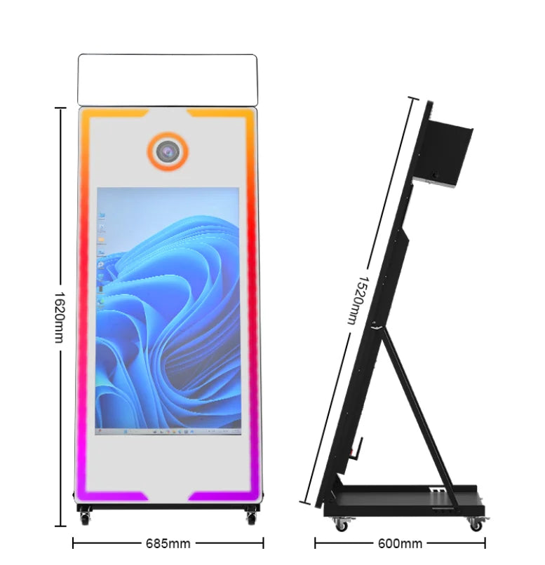 Magic Mirror Photo Booth Frame LED Display — Black | KIMLUD