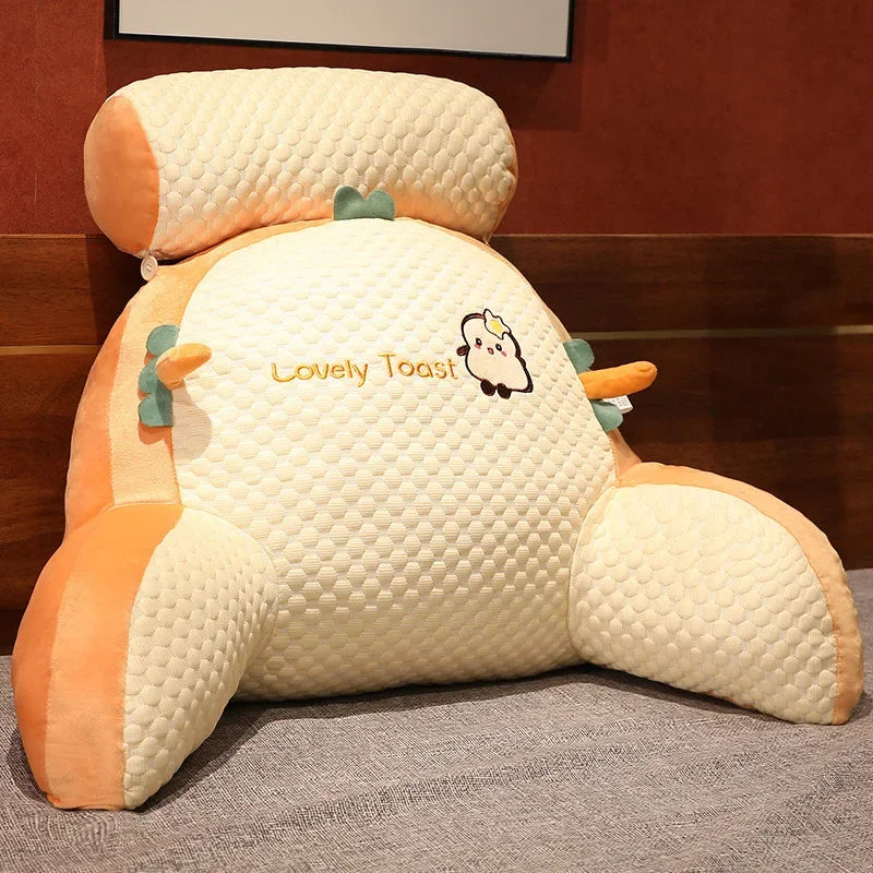 All Season Plush Reading Pillow With Headrest And Lumbar Support For Chair And Bedside — Grey | KIMLUD
