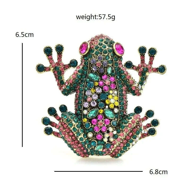 KIMLUD, Luxury frog brooch unisex color rhinestone sparkling animal pin jewelry, KIMLUD Womens Clothes