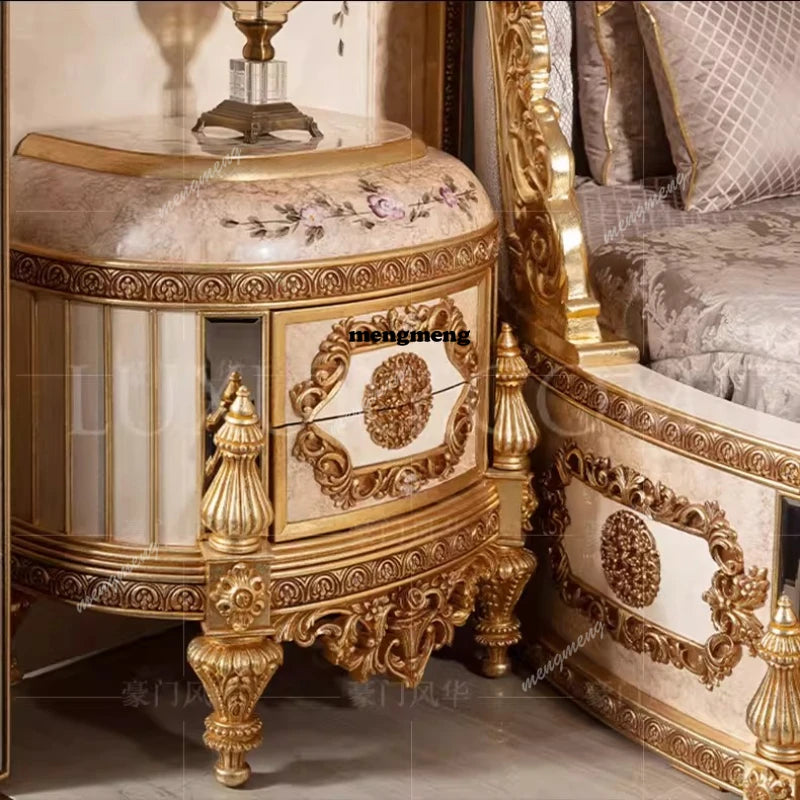 European Luxury Bed Solid Wood Princess Unique Romantic Adult Quality Designer Bed Modern Sleeping Wedding Beliche Furniture