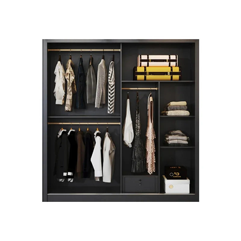 A Customized Modern Clothes Storage Organizer Double Wardrobe Cabinet Home Luxury Mdf Sliding Door Wardrobe Bedroom Furniture